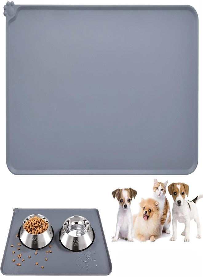 Chavda Pet Silicone Bowl Mat, 18.5" x 11.5", Grey, Non-Stick, Non-Slip, Easy Clean - Image 1
